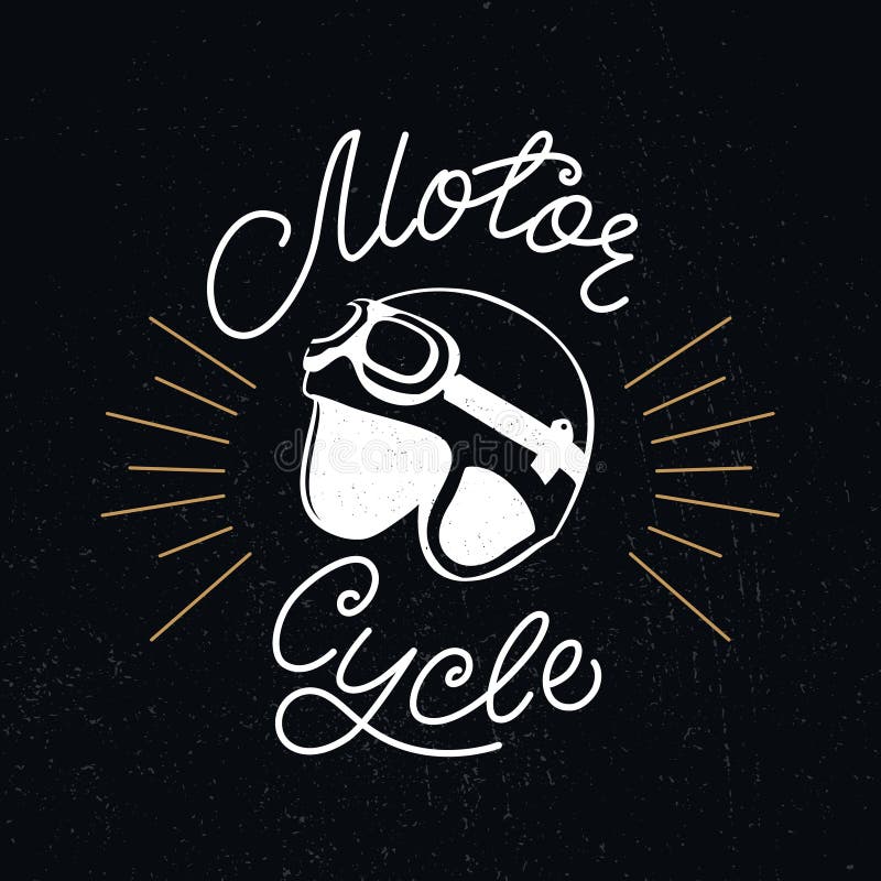 Capacete retro do piloto e rotulação da mão da motocicleta ilustração royalty free Capacete retro do piloto e rotulação da mão da motocicleta ilustração royalty free