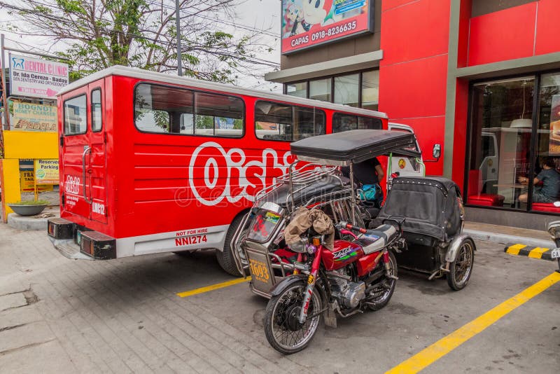 CAPAS, PHILIPPINES JAN 29, 2018 Tricycles at a Parking Lot in Capas