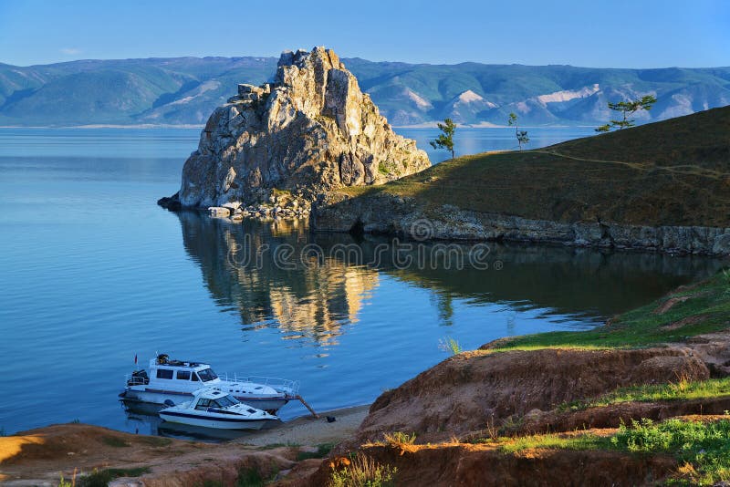 Cape Burhan on Olkhon Island at Baikal Lake stock image Cape Burhan on Olkhon Island at Baikal Lake stock image