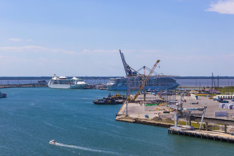 Cape Canaveral, USA. The arial view of port Canaveral from cruise ship