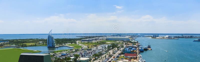 Cape Canaveral, USA. The arial view of port Canaveral from cruise ship