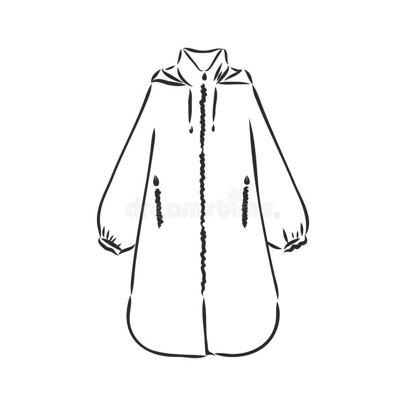 Cape Coat Mantle Technical Fashion Illustration with Belt, Asymmetric ...
