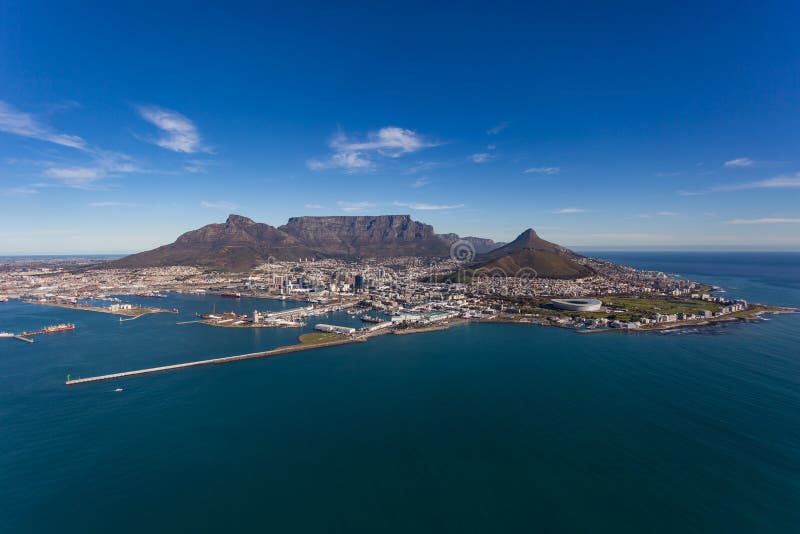 Ariel view of Table Mountain and Cape Town city. Ariel view of Table Mountain and Cape Town city.