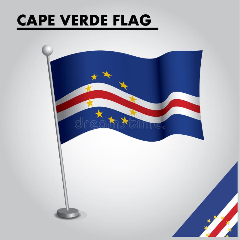 CAPE VERDE Flag National Flag of CAPE VERDE on a Pole Stock Vector