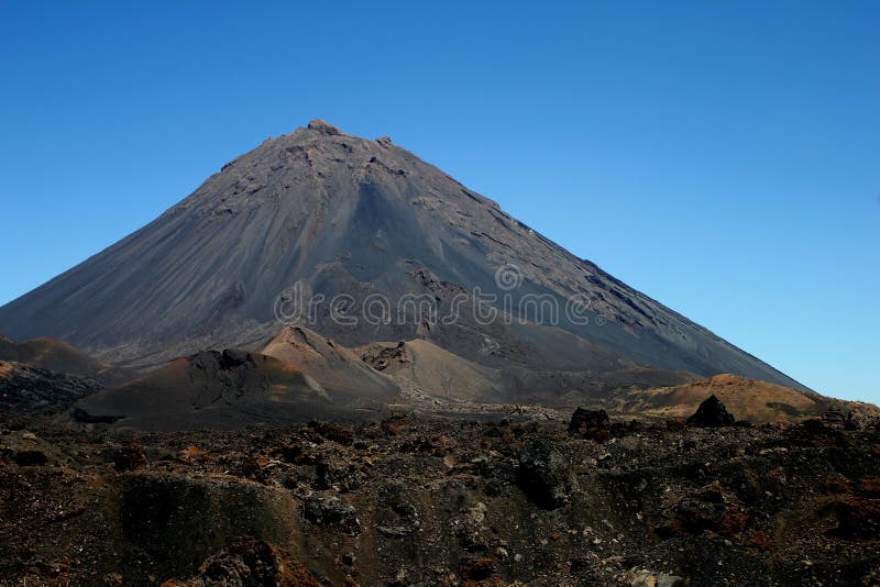 Cape Verde active volcano Pico do Fogo on the island of Fogo stock photo Cape Verde active volcano Pico do Fogo on the island of Fogo stock photo
