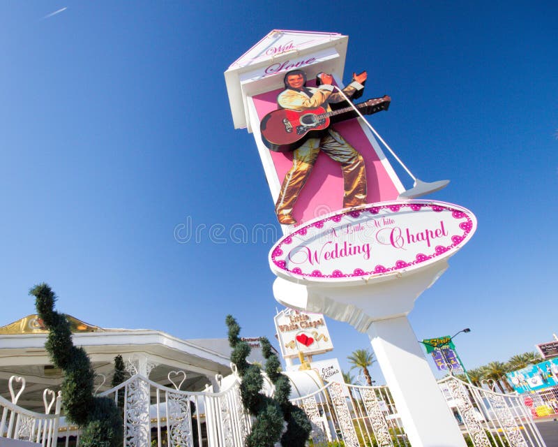 LAS VEGAS, NV - MAY 12: Landmark Little White Wedding Chapel in Las Vegas NV seen on May 12, 2012. Established in 1951 it has been the site of many quickie celebrity weddings. LAS VEGAS, NV - MAY 12: Landmark Little White Wedding Chapel in Las Vegas NV seen on May 12, 2012. Established in 1951 it has been the site of many quickie celebrity weddings