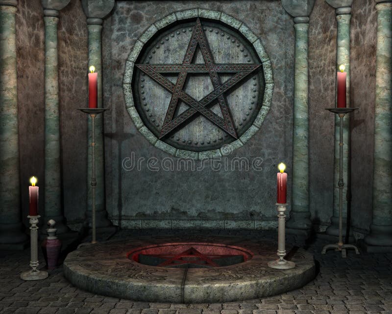 Santuario con velas rojas ilustración del vector