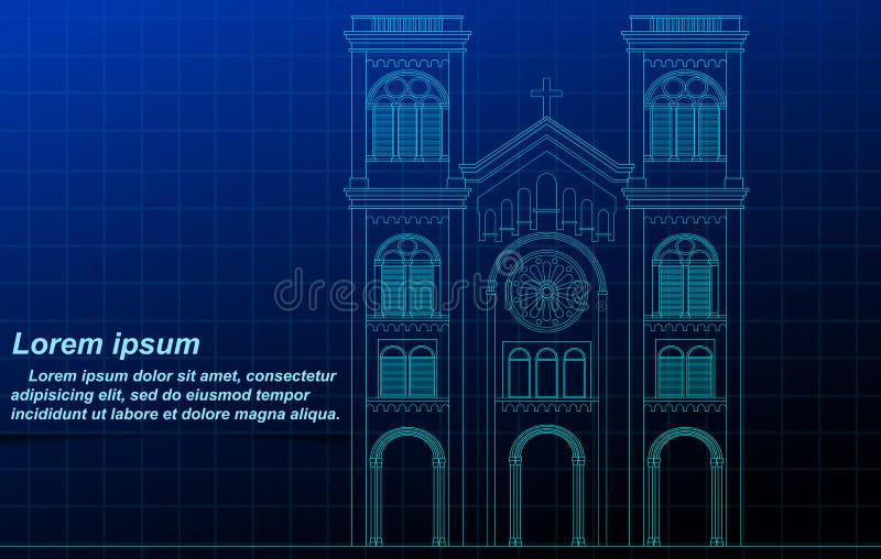 Capilla del bosquejo del esquema del vector en modelo stock de ilustración Capilla del bosquejo del esquema del vector en modelo stock de ilustración