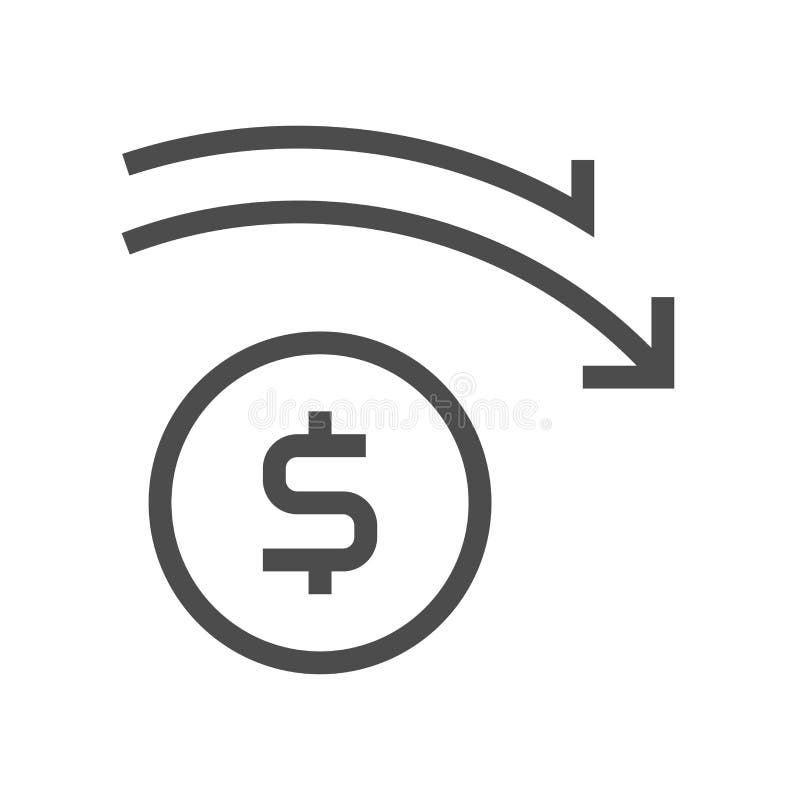 Capital decrease concept vector icon design, 48x48 pixel perfect and editable stroke. Set financial growth decrease vectors
