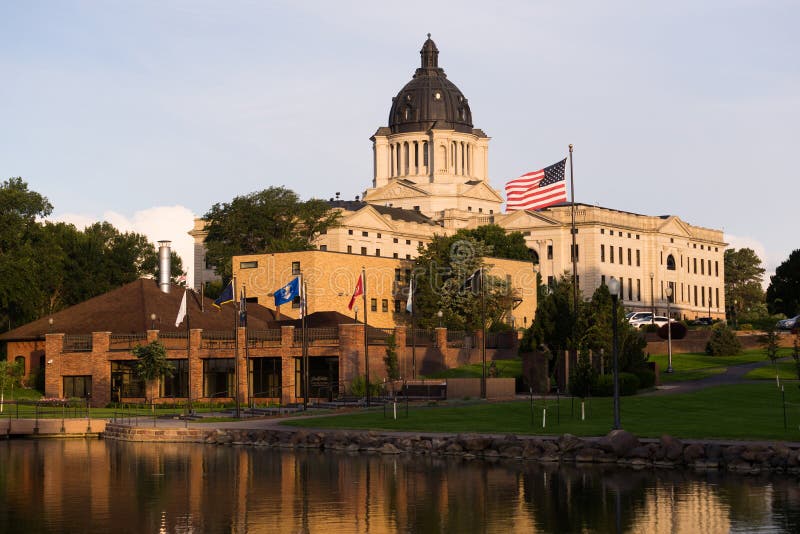 Sunrise lights up the capitol dome in Pierre, SD. Sunrise lights up the capitol dome in Pierre, SD