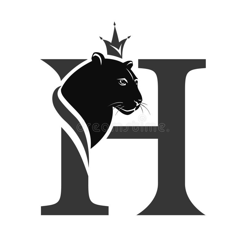 Capital Letter H with Black Panther. Royal Logo. Cougar Head Profile.  Stylish Template. Tattoo. Creative Art Design. Emblem for B Stock Vector -  Illustration of heraldry, alphabet: 230721729