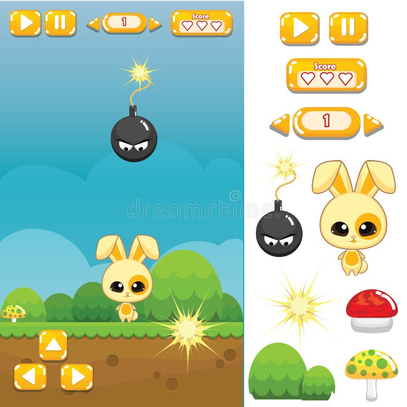 Capitaux de jeu : Bunny Jump et course illustration libre de droits Capitaux de jeu : Bunny Jump et course illustration libre de droits
