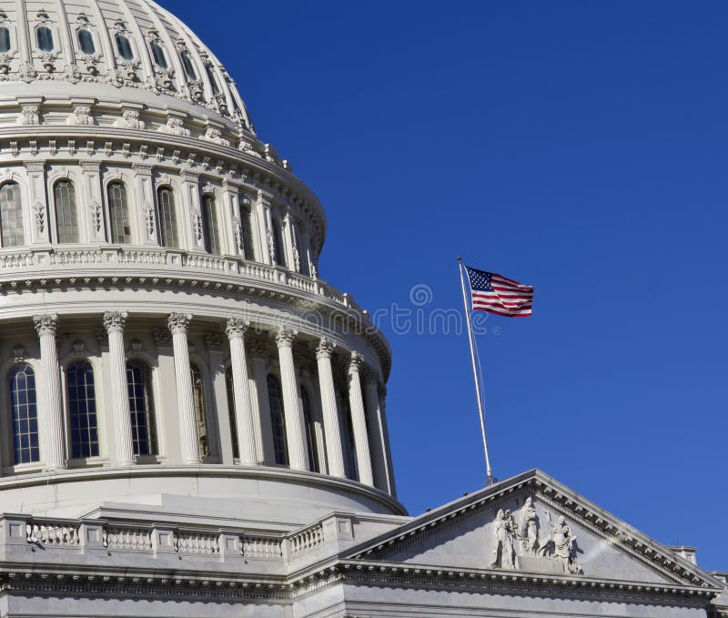 American Flag at U.S. Capitol Stock Image Image of blue, landmark