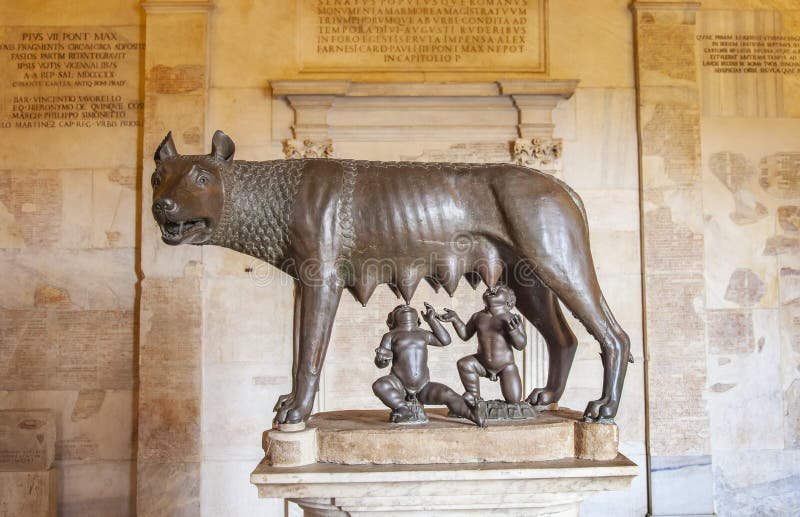 Capitoline Wolf Ancient Sculpture, Rome Stock Image Image of roman