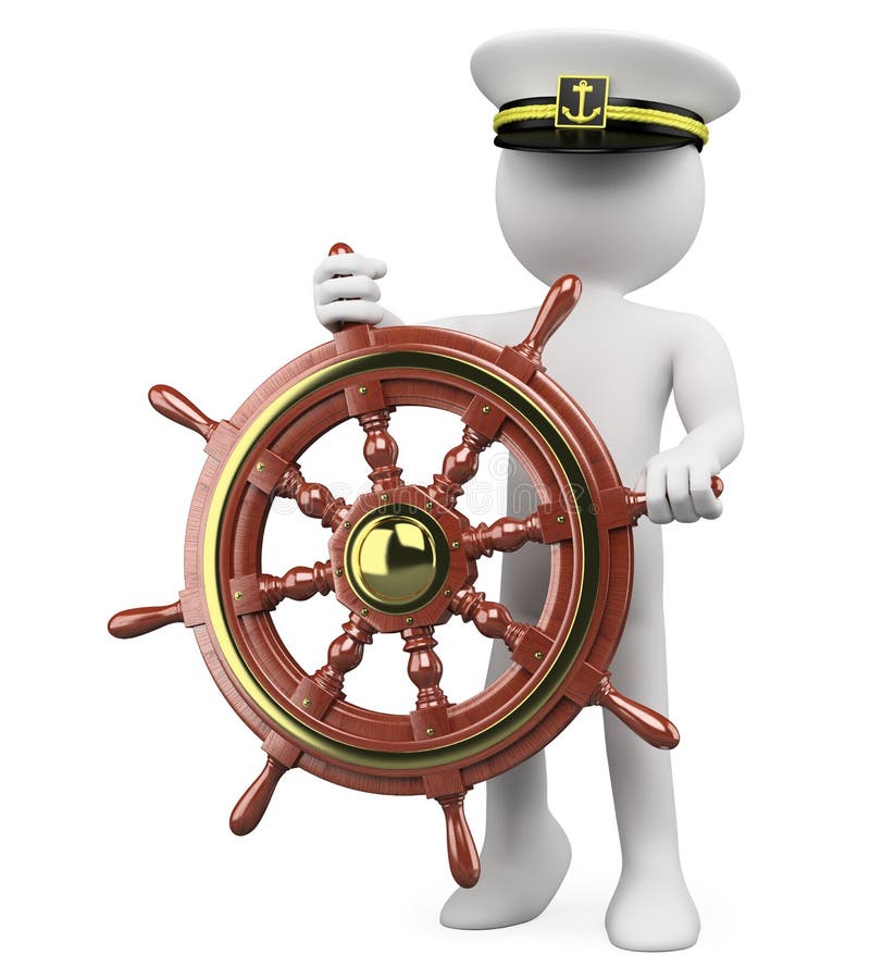 capitão 3D que navega um leme de madeira ilustração stock capitão 3D que navega um leme de madeira ilustração stock