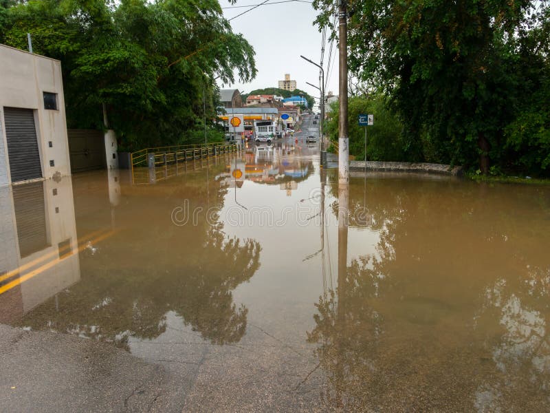 Capivari river overflow - flooded streets - Sao Paulo - Brazil stock photography Capivari river overflow - flooded streets - Sao Paulo - Brazil stock photography