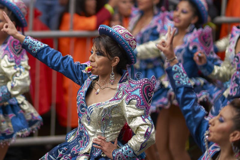 Caporales Dancers Parading at the Ouro Carnival in Bolivia Editorial ...