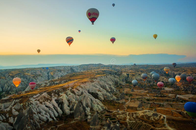 Cappadocia, Turkey: Balloon Flight at Dawn, Beautiful View of the Mountains  and Balls Editorial Photo - Image of beauty, background: 133369191