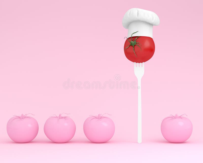 Cappello eccezionale del cuoco unico della disposizione creativa con il concetto del pomodoro sopra oltre royalty illustrazione gratis Cappello eccezionale del cuoco unico della disposizione creativa con il concetto del pomodoro sopra oltre royalty illustrazione gratis