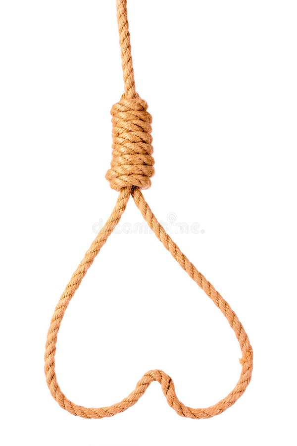 Cappio di suicidio nel simbolo del cuore fotografie stock Cappio di suicidio nel simbolo del cuore fotografie stock