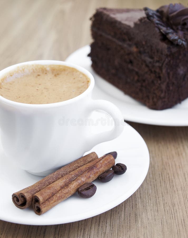 Cappuccino and chocolate cake