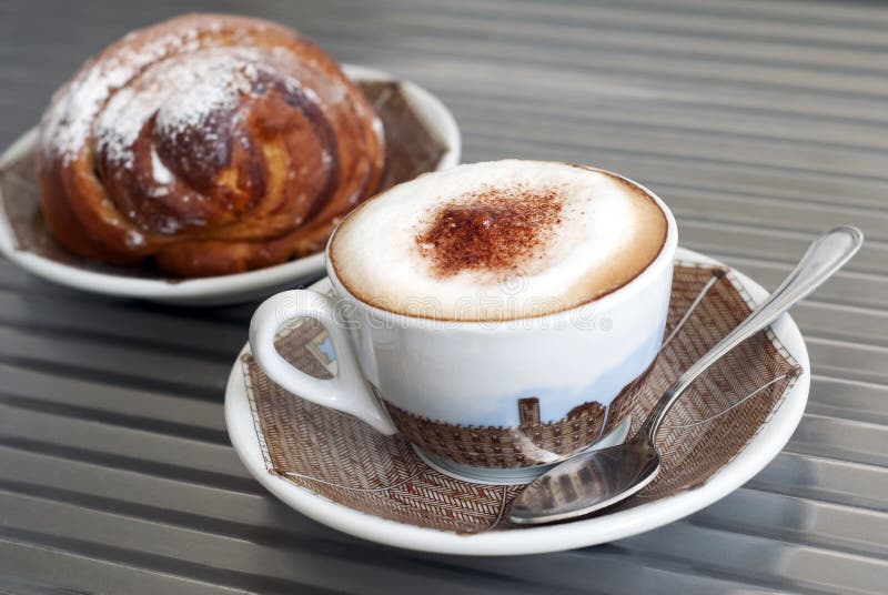 Cappuccino and croissant stock photo. Image of breakfast - 17704622