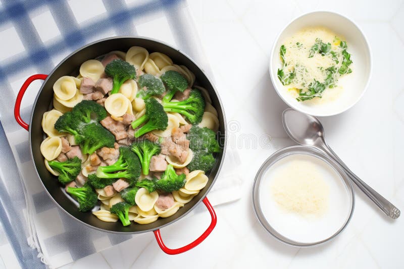 Cappuccio di orecchiette con cappuccio in padella royalty illustrazione gratis