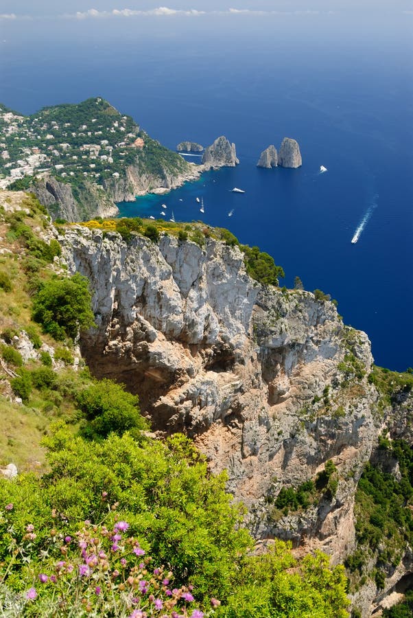 Panoramic View Of Capri Island From Mount Solaro, Italy Stock Image