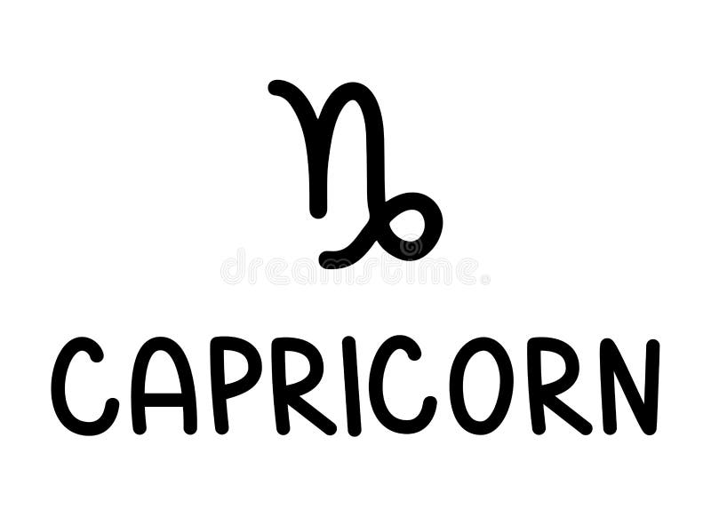 Capricorn. Handwritten Name of Sign of Zodiac. Modern Brush Calligraphy ...