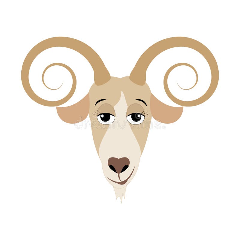 Capricorn Head As Zodiac Sign. Cartoon Illustration of Funny Goat Stock ...