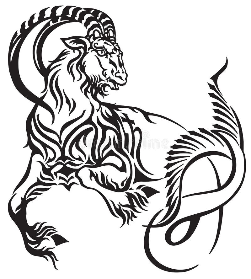 Capricorn Zodiac Sign Tribal Tattoo Stock Vector - Illustration of ...