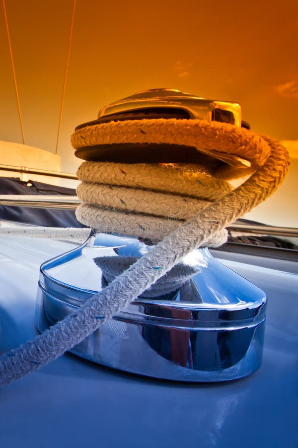 Capstan on the Deck of Sailing Yacht Stock Photo Image of handle