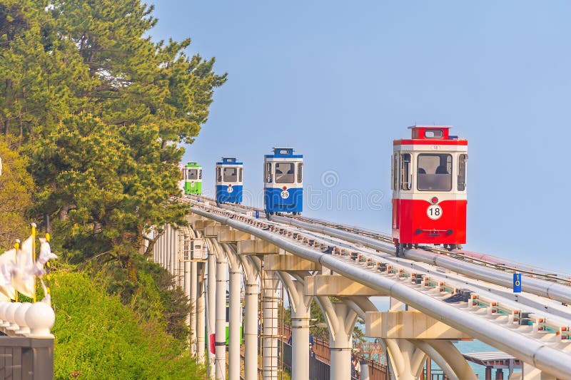 Sky Capsule à Busan, en Corée du Sud photographie stock libre de droits