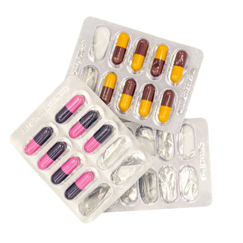 Package Of Capsule Pills. Isolated Stock Photo Image of objects