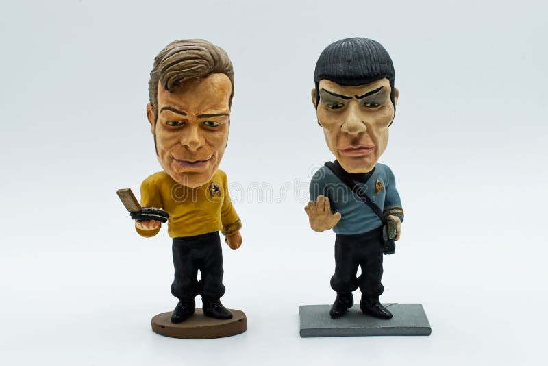 Captain Kirk and Mr Spock hand painted bobble head from Star Trek.