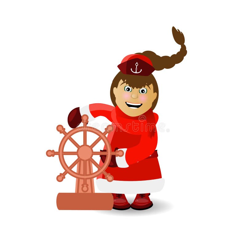 Captain on the Ship. Illustration Stock Illustration - Illustration of