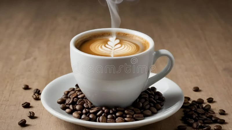 Capter l'essence du café : latte vapeur dans une tasse confortable illustration de vecteur