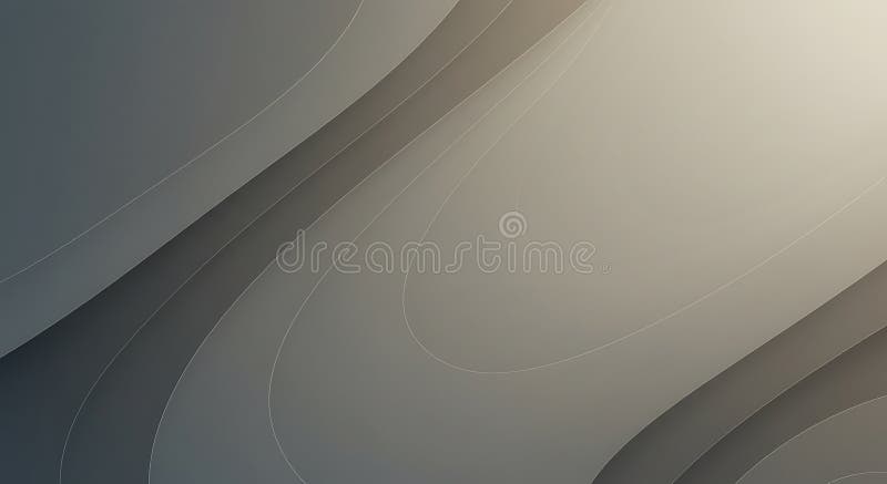 Abstract Gray and Beige Gradient Background with Curved Lines stock illustration