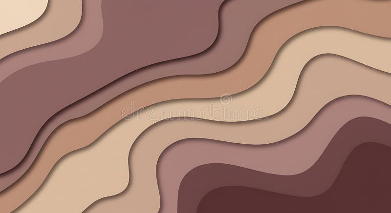 Abstract Brown Papercut Wave Background Design vector illustration