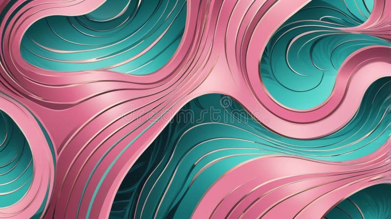 Abstract background with pink and teal flowing shapes and lines creating a dynamic composition. a captivating abstract background featuring flowing pink and teal shapes, creating a dynamic and visually appealing composition with smooth, wavy lines and curves