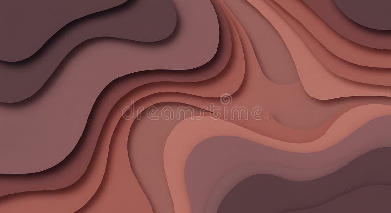 Abstract Brown and Red Layered Papercut Wave Background stock illustration