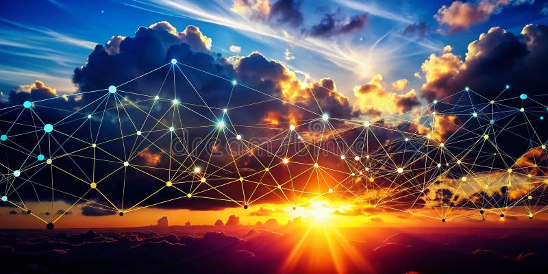 Visualizing the Intricate Web of Modern Digital Connectivity An Abstract Cloud Network Silhouette Depicting the royalty free illustration