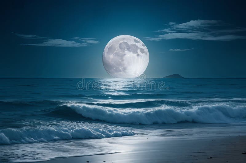 Captivant luna abstractă deasupra mării : o încântare vizuală fascinantă. vector illustration