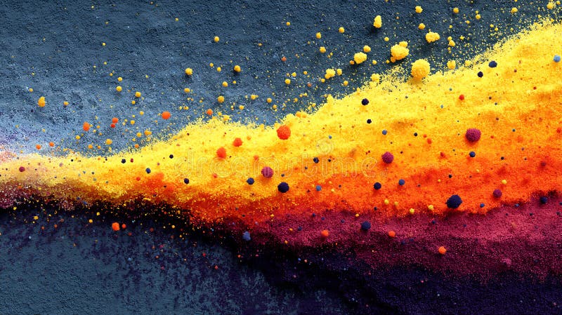 Abstract gradient with colorful sand and spherical accents background texture with yellow orange purple and dark blue tones vector illustration