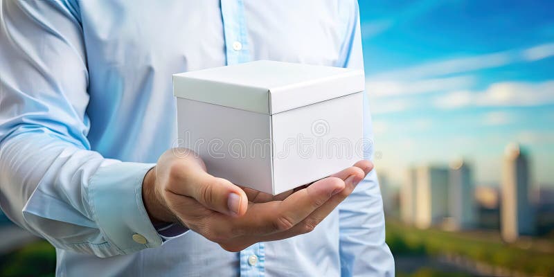 A Modern Minimalist Design Concept Photorealistic AIGenerated Image of a White Box Held by a Hand Demonstrating the stock illustration