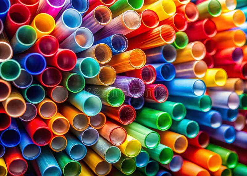 色彩斑斓塑料管的动态抽象工业摄影特写 向量例证