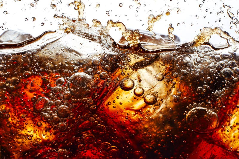 A captivating close-up view of golden liquid splashing, with bubbles and waves creating a dynamic and mesmerizing visual stock illustration