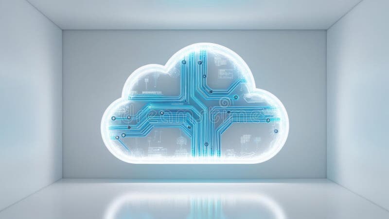 A Captivating Cloud Forming an Intricate Circuit Pattern Symbolizing the Fusion of Nature and Technology in a Dreamlike royalty free illustration