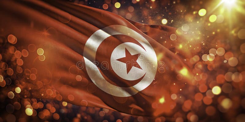 A Captivating 3D Artistic Rendering of the Tunisian Flag Vibrant Colors Abstract Design and Intricate Patterns royalty free illustration