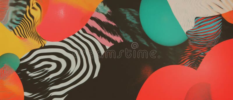 Exploring vibrant textures and patterns through irregular shapes and contrasting colors stock illustration